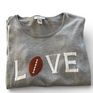 Rachel Zoe Gray Love Cashmere Blend Women’s 2X Sweater Football Design Scoop